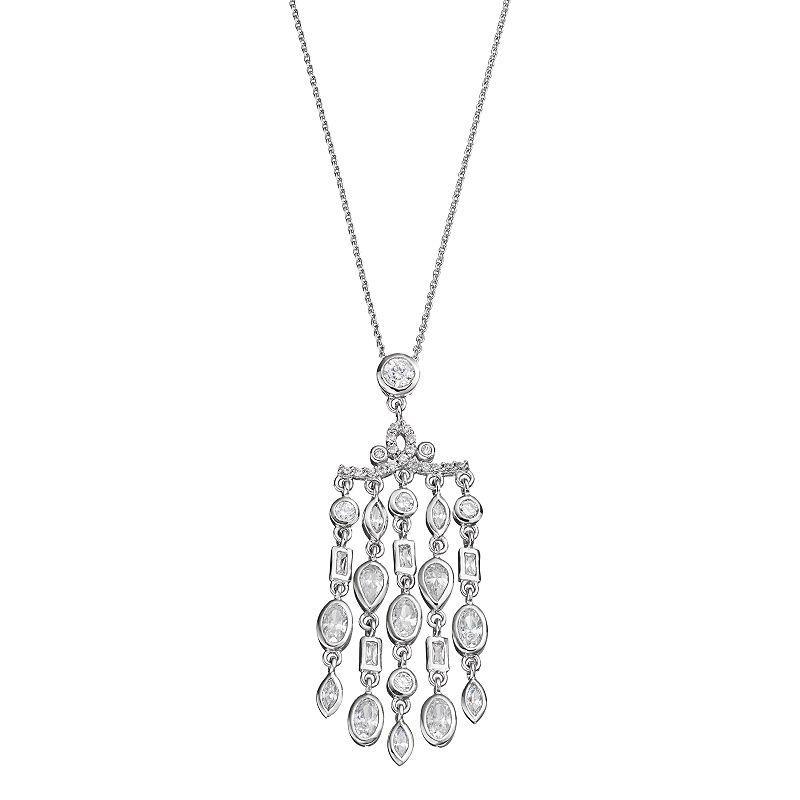 Sophie Miller Sterling Silver Cubic Zirconia Fringe Pendant, Womens White Product Image