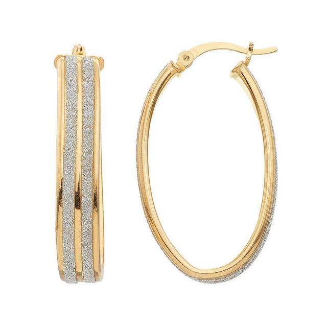 Sterling Silver Oval Hoop Earrings, Womens, 18k Gold Over Silver Product Image