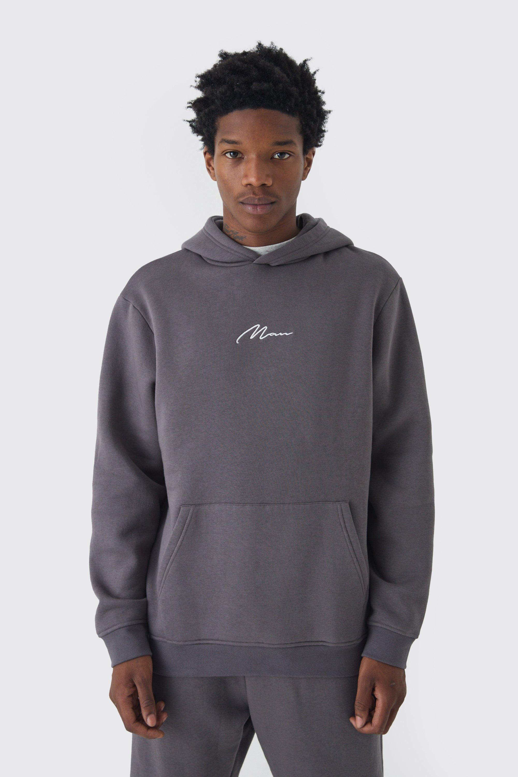 330GSM Man Signature Over The Head Hoodie | boohooMAN USA Product Image