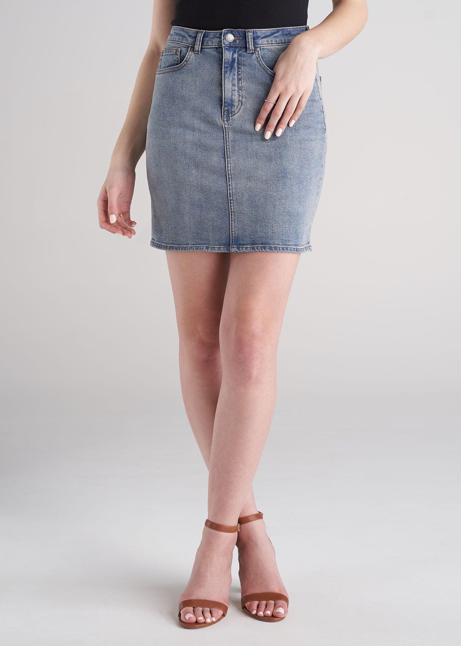 Classic Women's Tall Denim Skirt in Vintage Light Blue product image