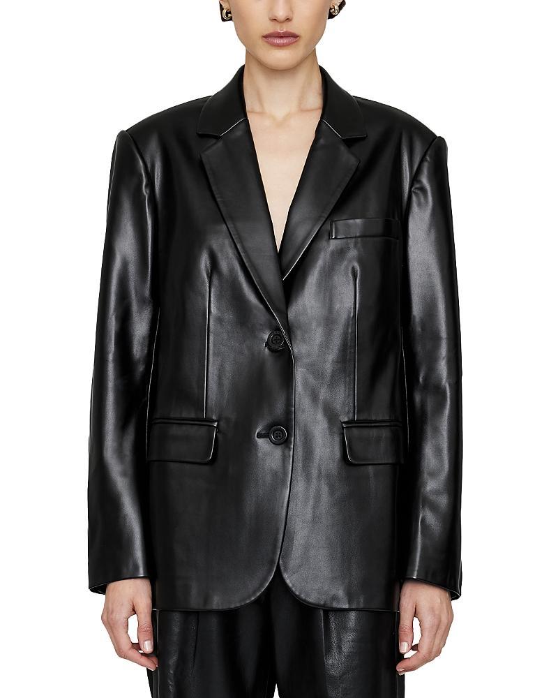 Womens Faux Leather Blazer Product Image