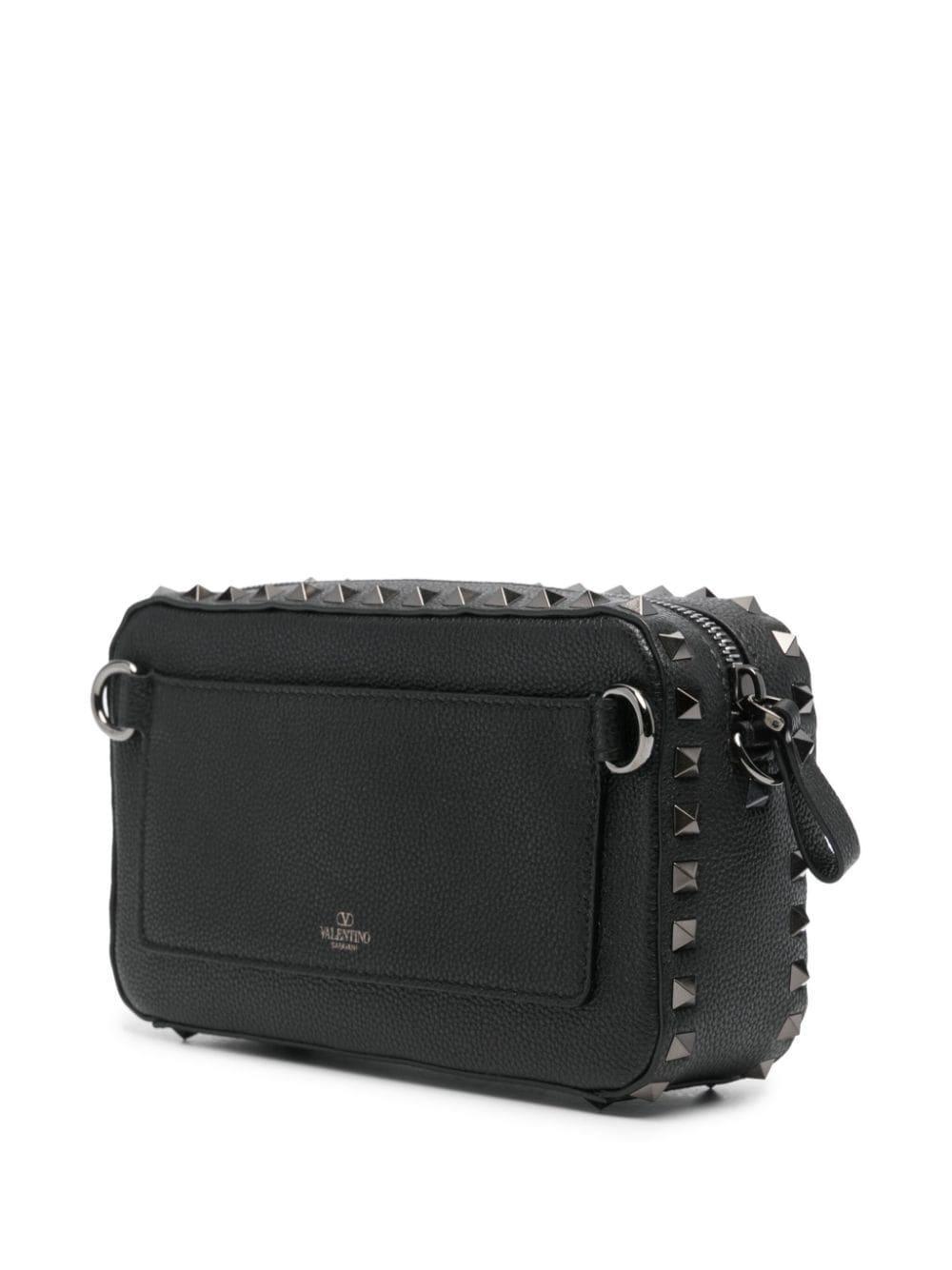 Rockstud Leather Cross Body Bag In Black Product Image