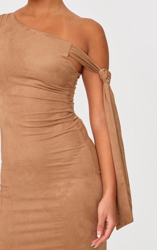 Petite Deep Taupe Faux Suede Tie Detail Maxi Dress Product Image