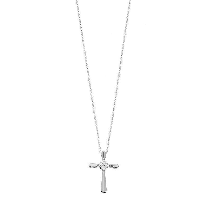 Celebration Gems 10k Gold 1/10 Carat T.W. Diamond Cluster Cross Pendant, Womens White Product Image