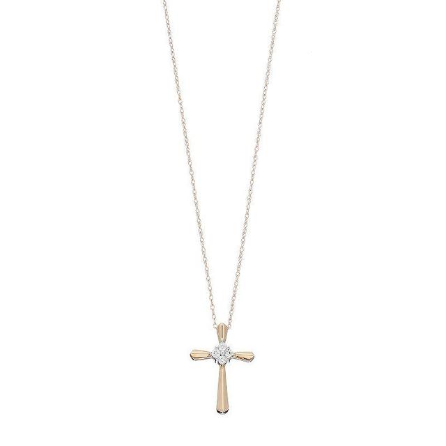 Celebration Gems 10k Gold 1/10 Carat T.W. Diamond Cluster Cross Pendant, Womens White Product Image