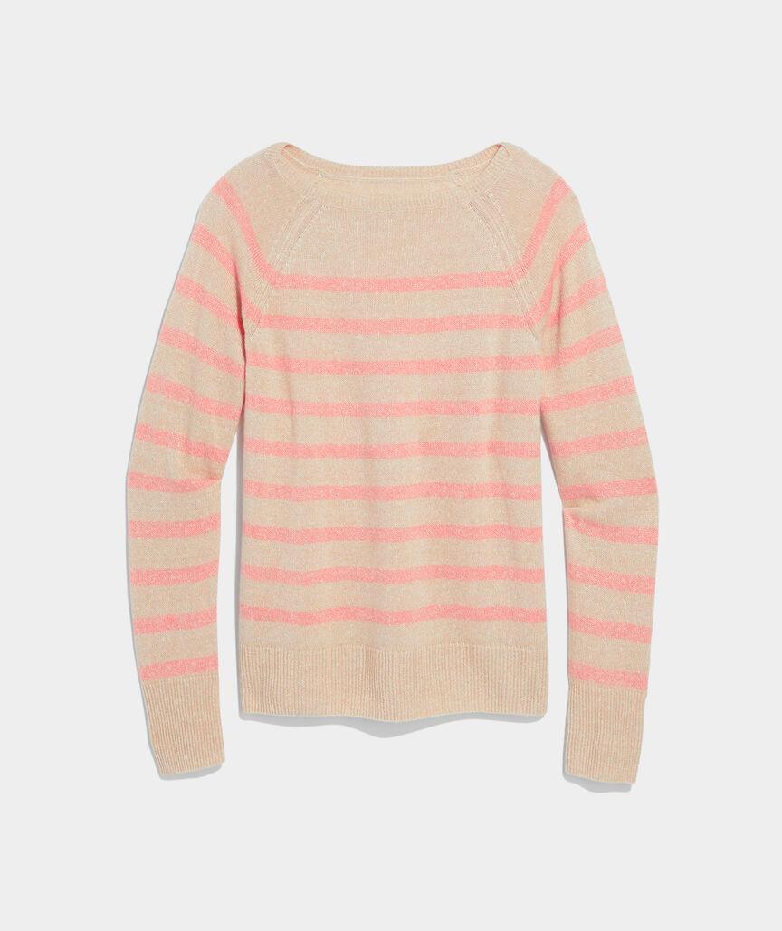 Linen Cashmere Striped Boatneck Sweater Product Image