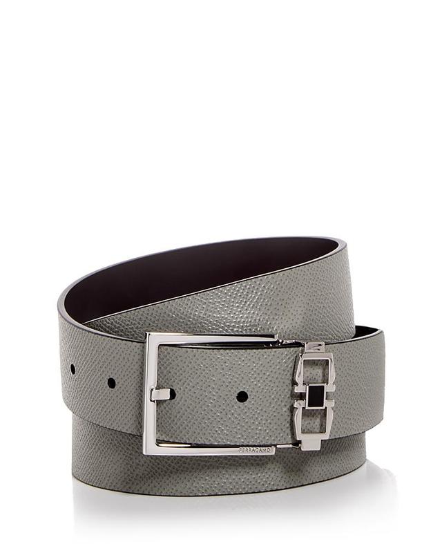 Ferragamo Mens Double Gancini Buckle Reversible Leather Belt Product Image