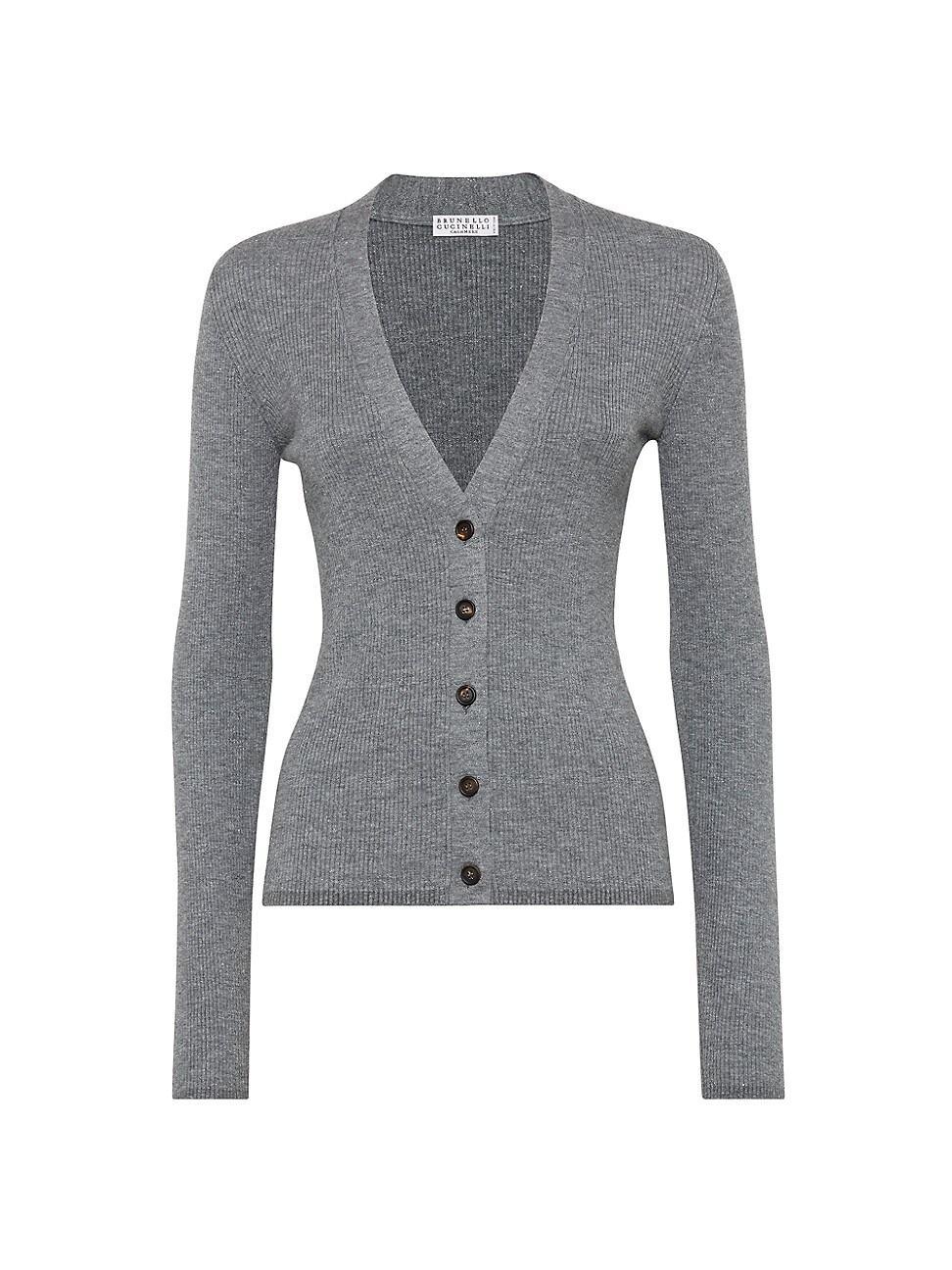 Womens Sparkling Cashmere Rib Knit Cardigan Product Image