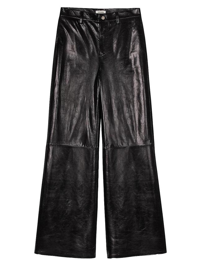 Womens Flared Leather Trousers Product Image