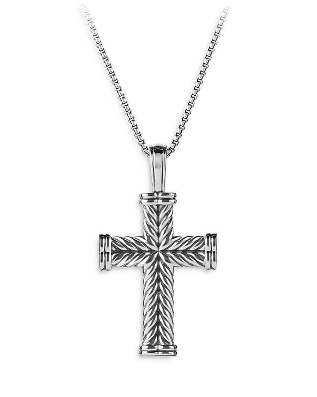 Mens Chevron Cross Pendant in Silver, 40mm Product Image