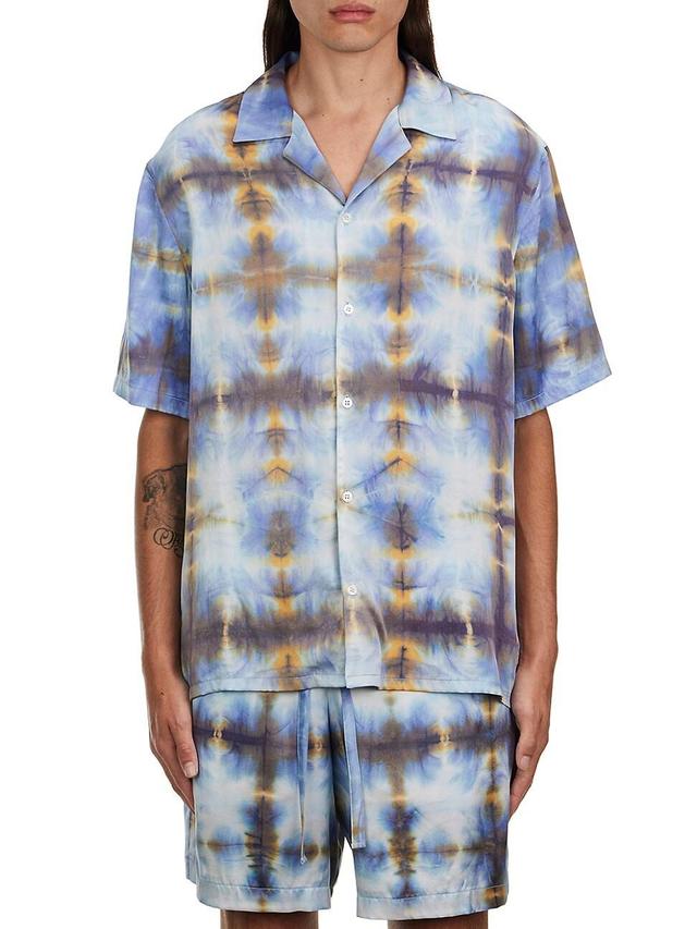 Mens Tie-Dye Silk-Blend Camp Shirt Product Image