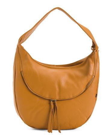 Leather Medium Half Moon Hobo With Front Pocket for Women Product Image