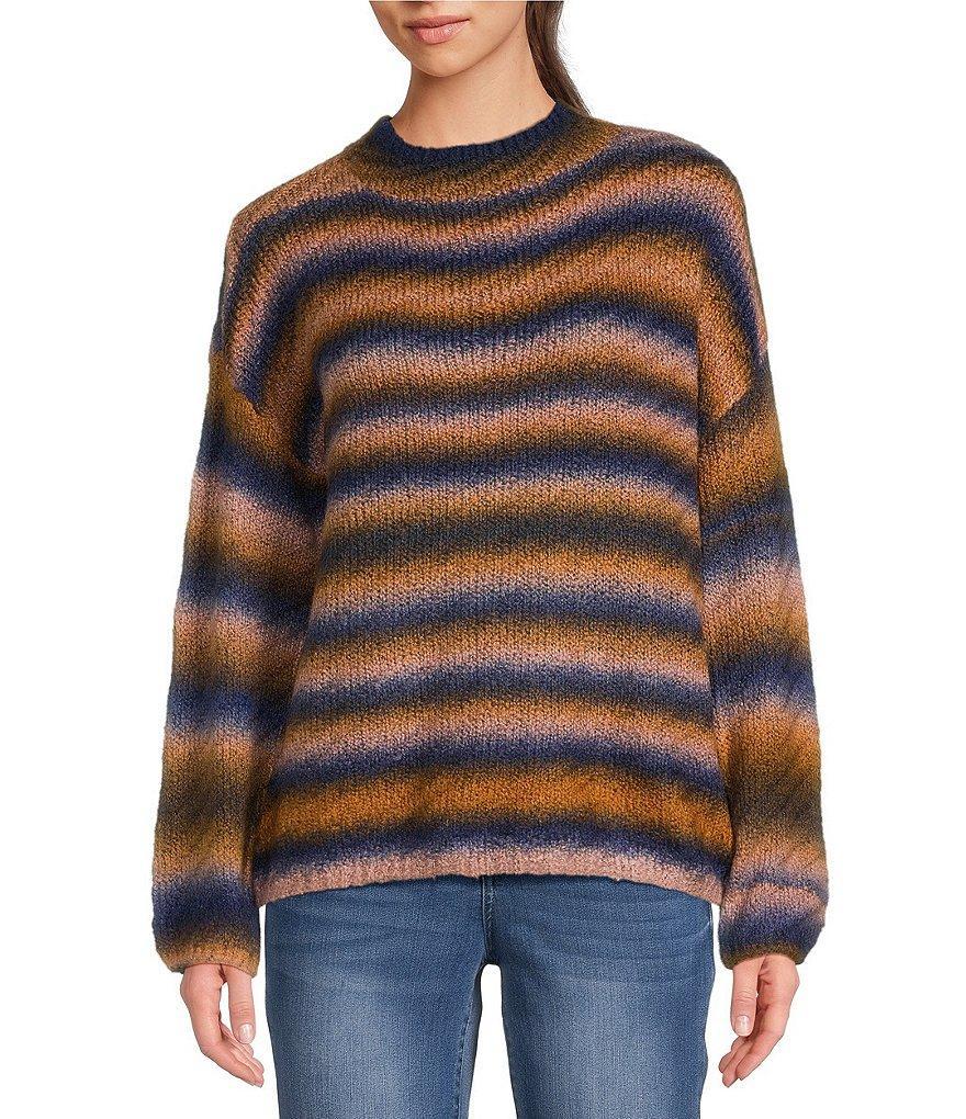 Democracy Ombre Stripe Funnel Neck Long Sleeve Pullover Sweater Product Image