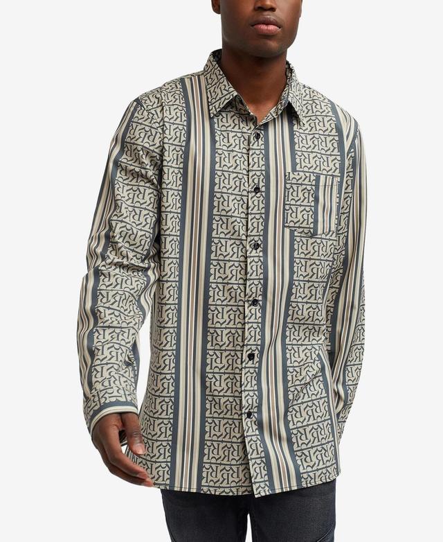 Reason Mens Monogram Long Sleeve Woven Shirt Product Image