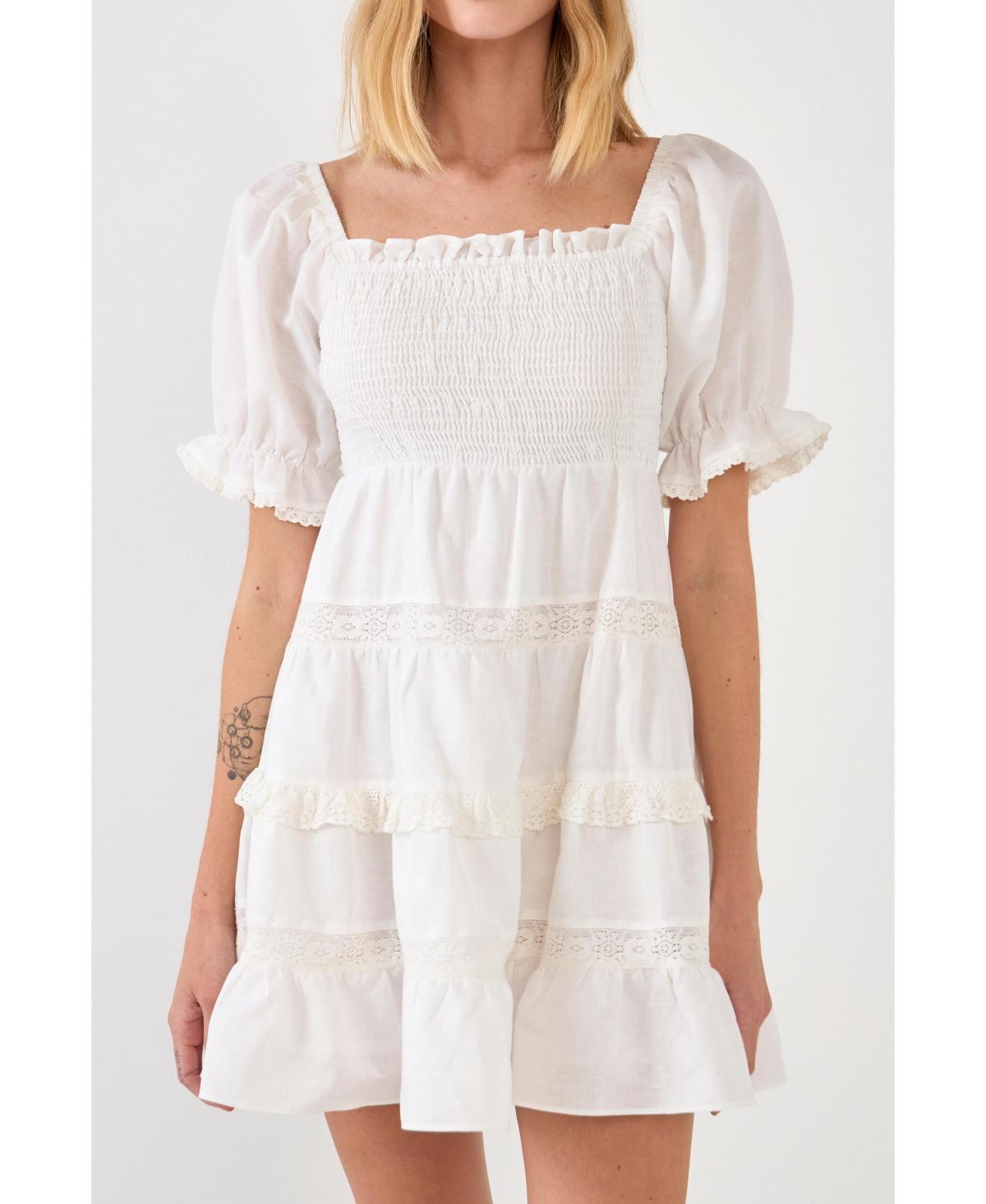 Endless Rose LINEN SMOCKED MINI DRESS WITH Product Image