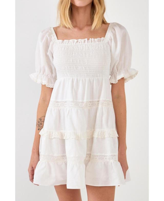 Endless Rose LINEN SMOCKED MINI DRESS WITH Product Image