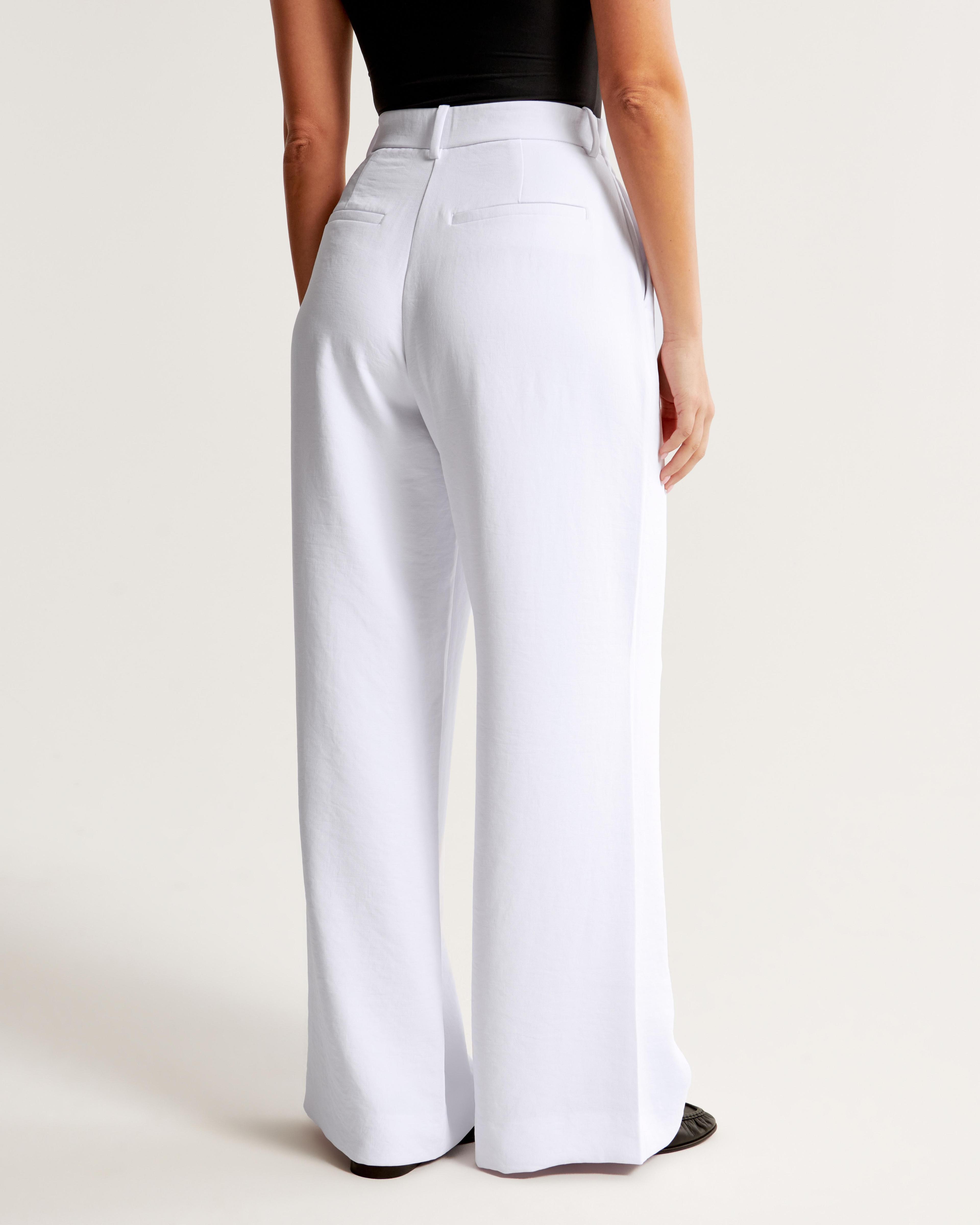 Curve Love A&F Harper Tailored Premium Crepe Ultra-Wide Leg Pant Product Image