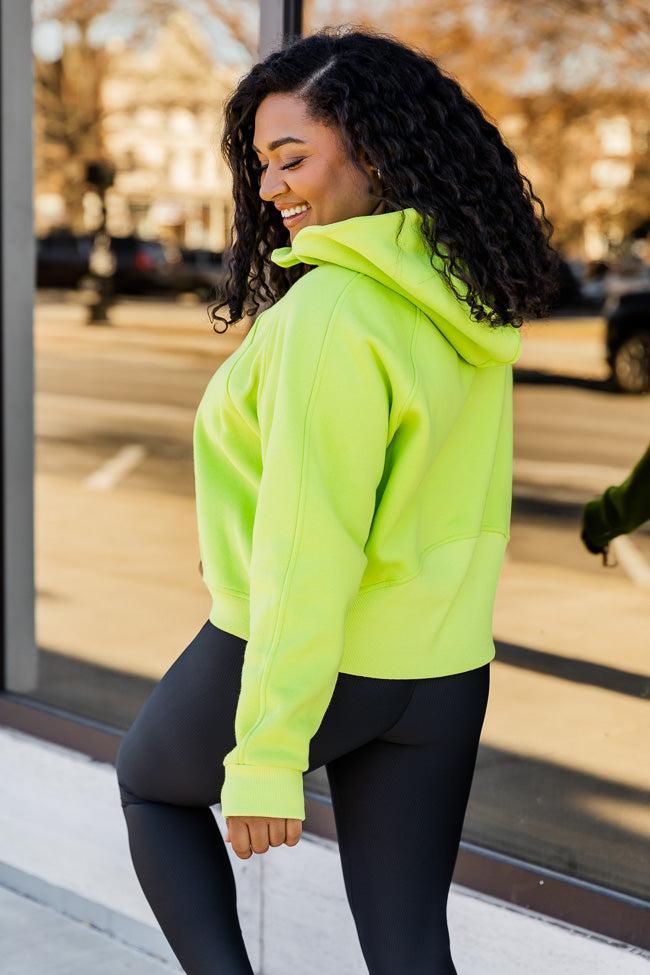 Making It Look Easy Lime Ribbed Shoulder Quarter Zip Pullover FINAL SALE Product Image