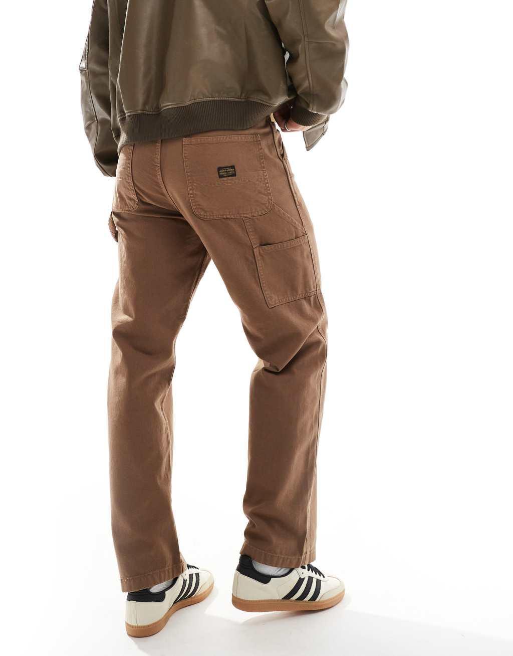 Jack & Jones eddie carpenter pants in washed brown  Product Image