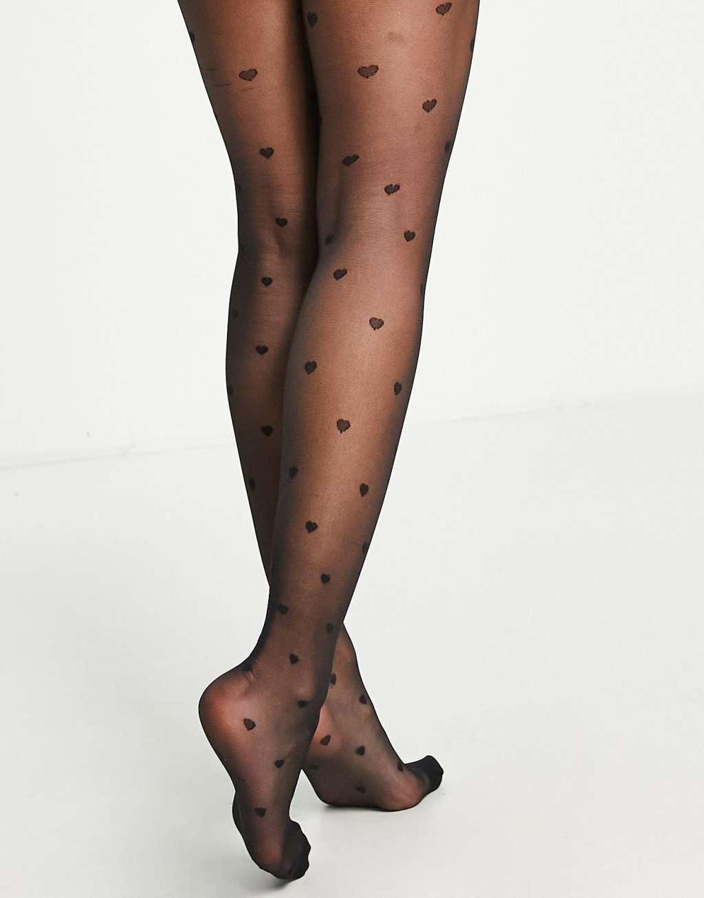 ASOS DESIGN 20 denier all over heart tights Product Image