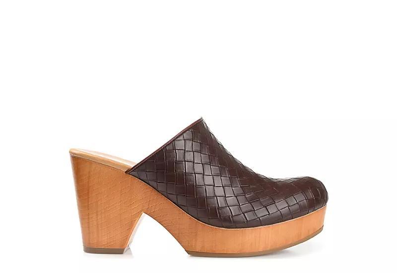 Journee Collection Womens Kelsy Woven Heeled Platform Clogs Product Image