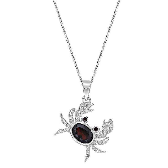 Gemminded Sterling Silver Garnet & White Topaz Crab Pendant Necklace, Womens Product Image