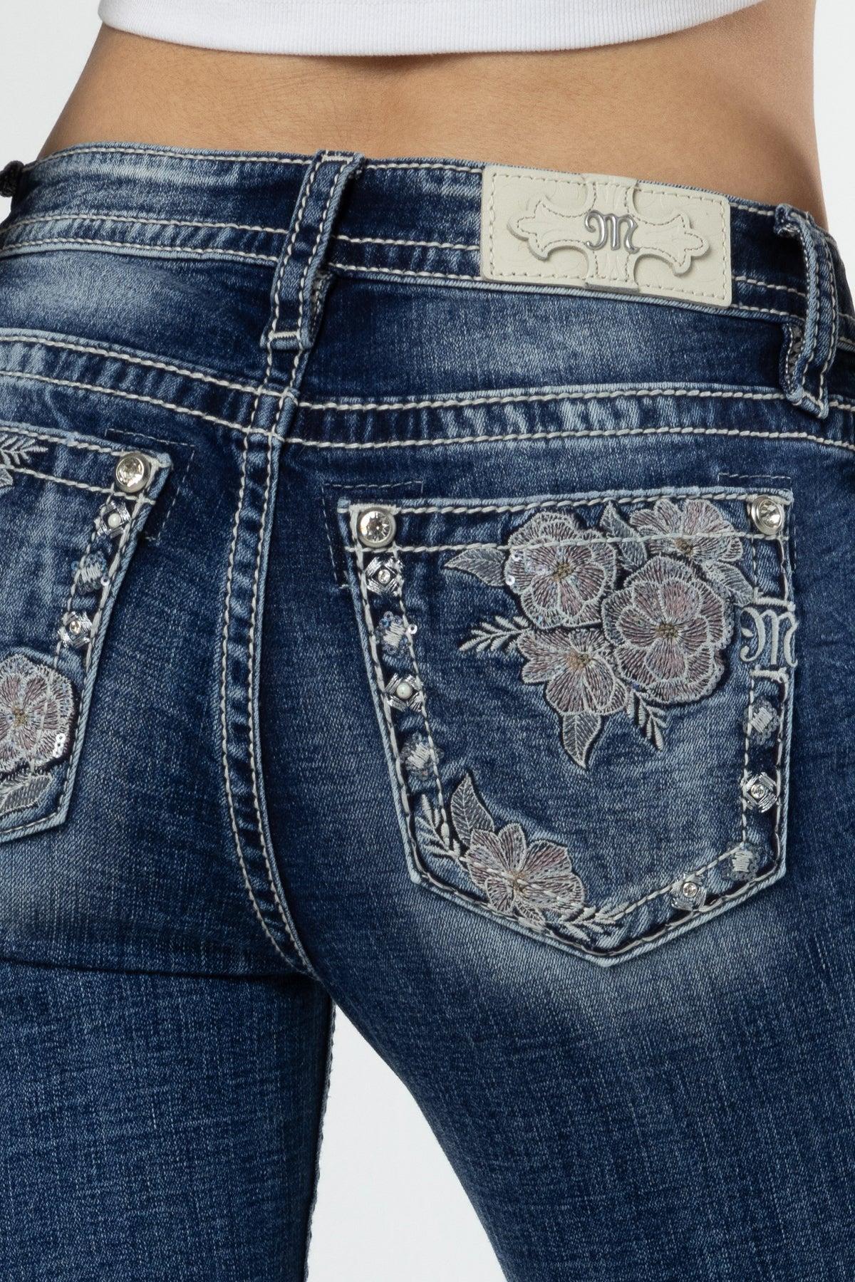 Pink Floral Dream Bootcut Jeans Product Image