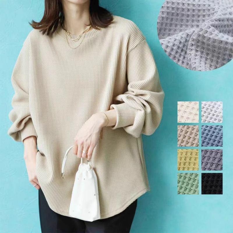 Drop Shoulder Round Neck Plain Oversized Pullover Product Image