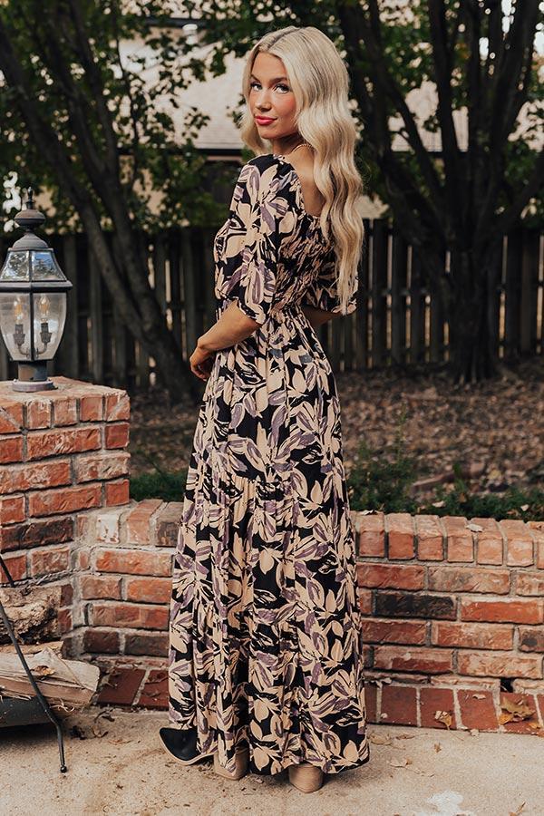 Charming Smile Floral Maxi Dress in Black Product Image