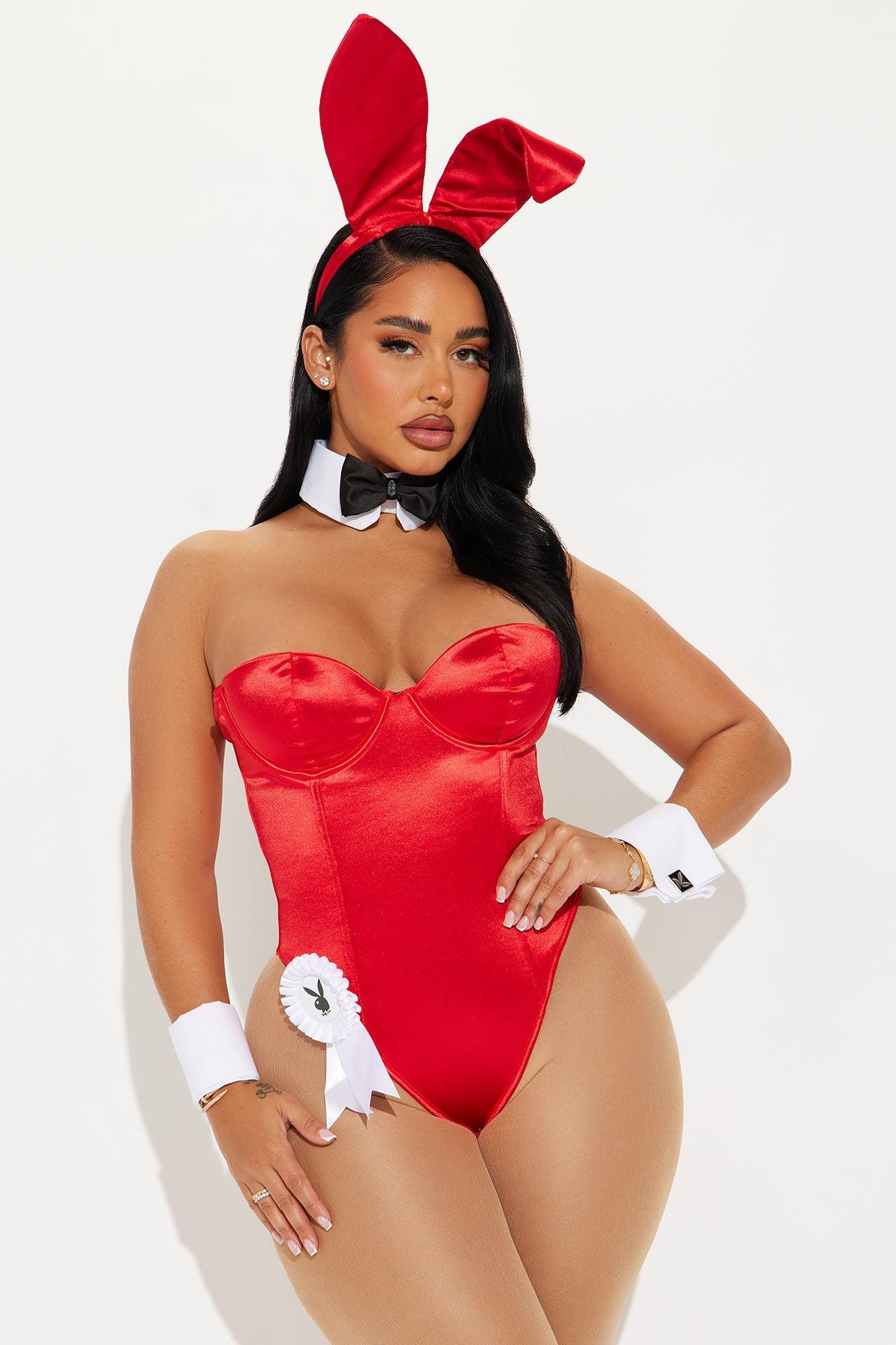 Playboy Classic Bunny Lace Up 8 Piece Costume Set - Red Product Image