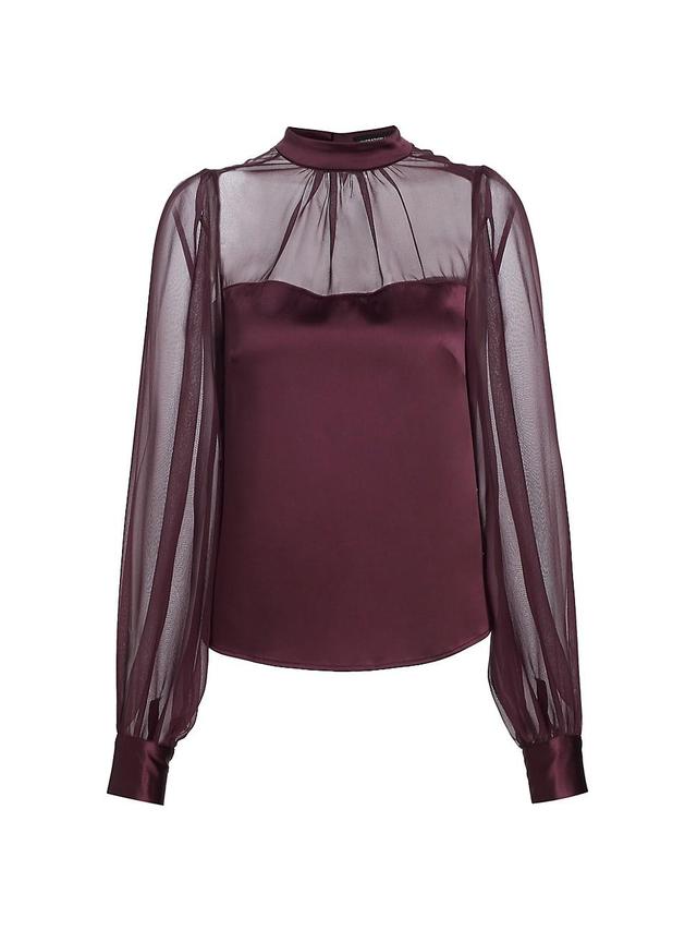 Womens Agnes Silk-Blend Illusion Blouse Product Image