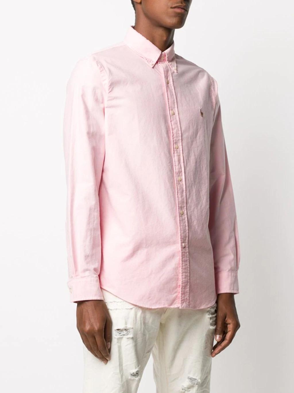 POLO RALPH LAUREN Embroidered-design Long-sleeve Shirt In Carmel Pink Product Image