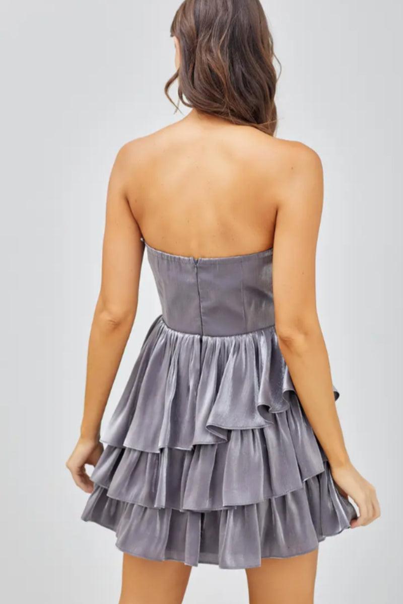 Open Shoulder Ruffle Mini Dress Product Image