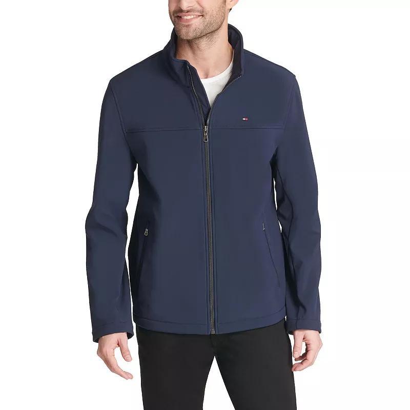 Mens Tommy Hilfiger Softshell Stand Collar Jacket Black Product Image