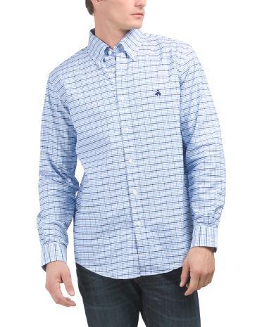 Long Sleeve Check Oxford Logo Shirt for Men Product Image