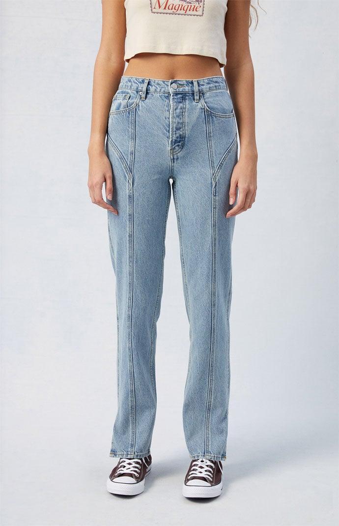 Womens Light Indigo Seamed Dad Jeans product image