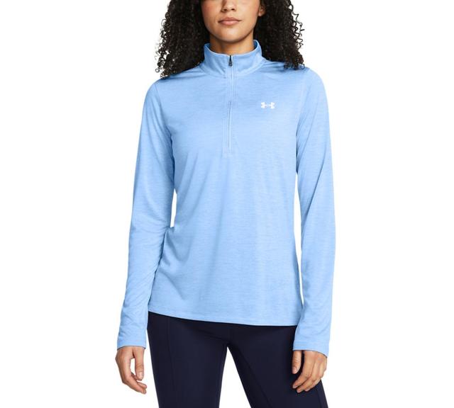 Under Armour Womens Twist Tech Quarter-Zip Logo Top - Halo Gray / Product Image