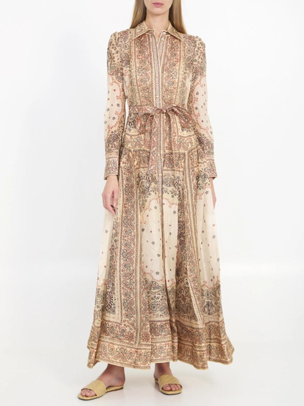 ZIMMERMANN Womens Cream Bandana Matchmaker Print-embellished Linen And Silk-blend Maxi Dress Product Image