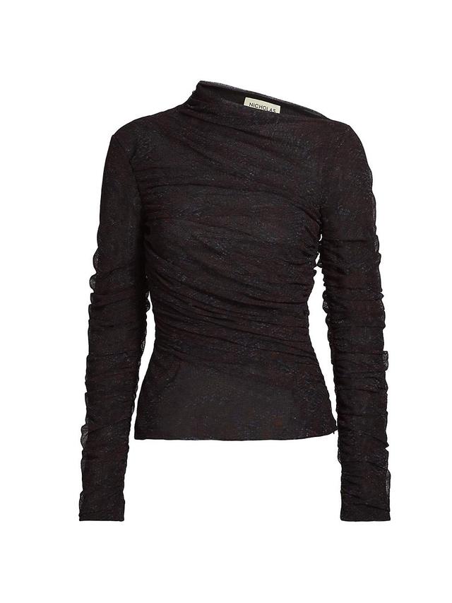 Womens Joey Ruched Mesh Long-Sleeve Top Product Image