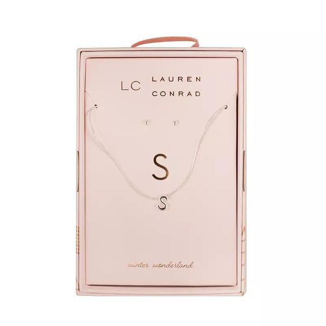 LC Lauren Conrad Initial Metal Necklace & Stud Earring Set, Womens, S Initial Product Image