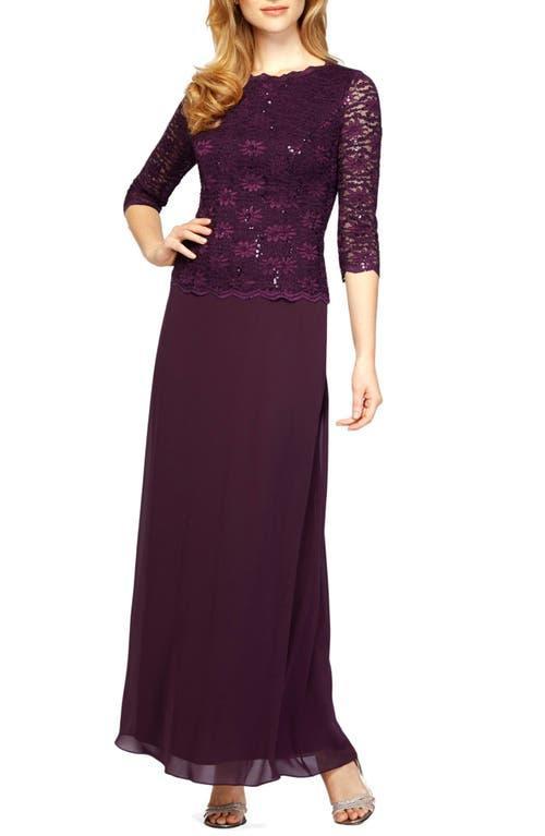 Alex Evenings Sequin Lace & Chiffon Gown Product Image