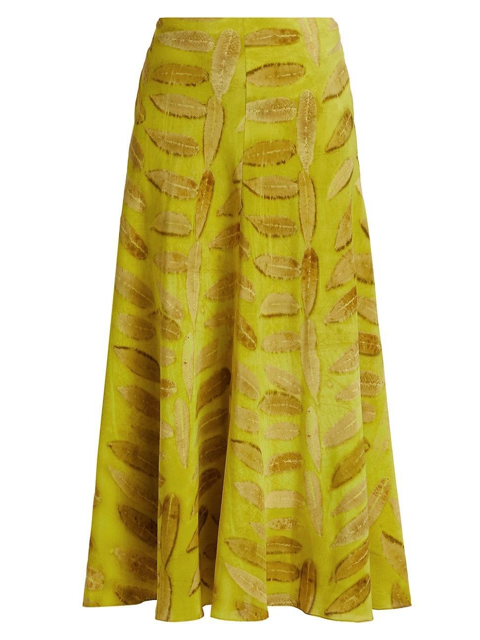 Womens Millie Silk Printed Flare Midi-Skirt Product Image