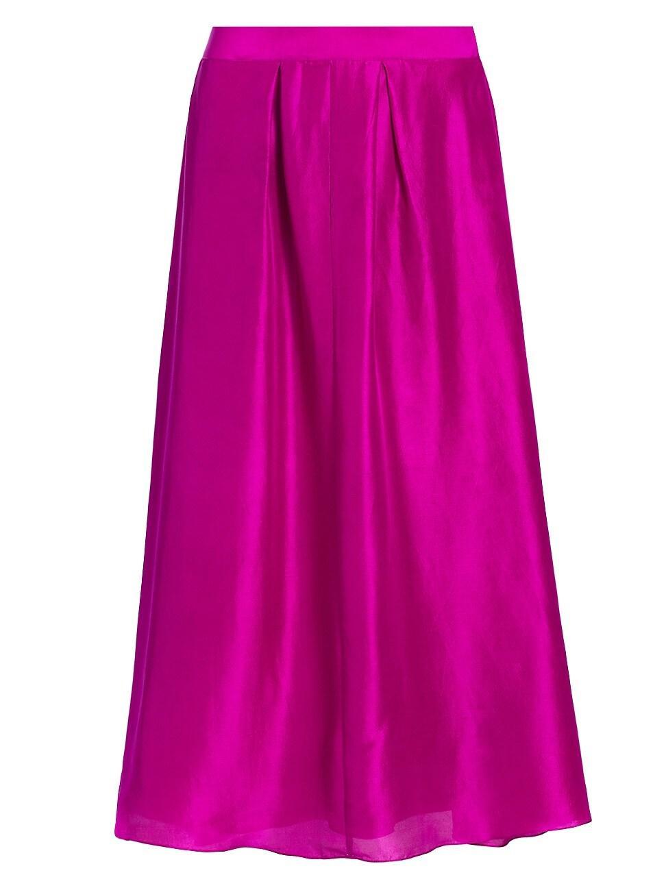 Womens Sheridan Pleated Silk Midi-Skirt Product Image