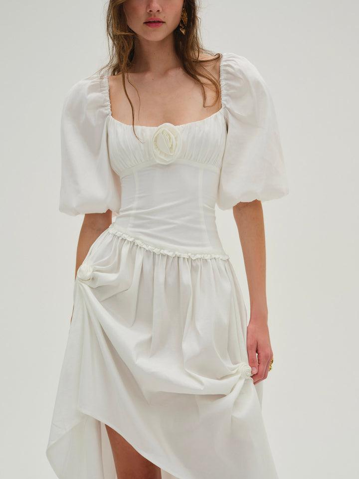 Whipped Cream Taffeta Maxi Dress — White Product Image