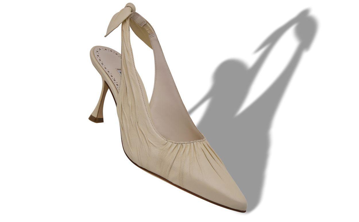 PELAGALO Light Cream Nappa Leather Slingback Pumps Product Image