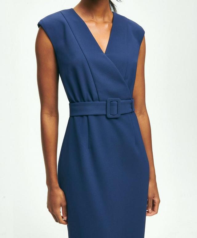 Fine Twill Crepe V-Neck Sheath Dress Product Image