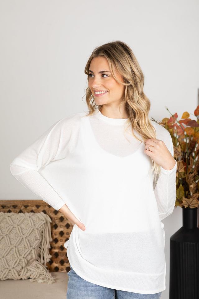 Long Sleeve Melange Knit Top Product Image