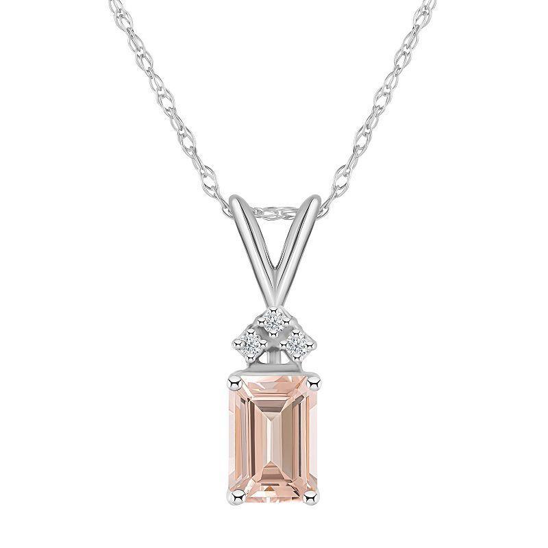 Belk & Co 14K Gold 7X5 Emerald Cut Morganite Diamond Accent Pendant Product Image