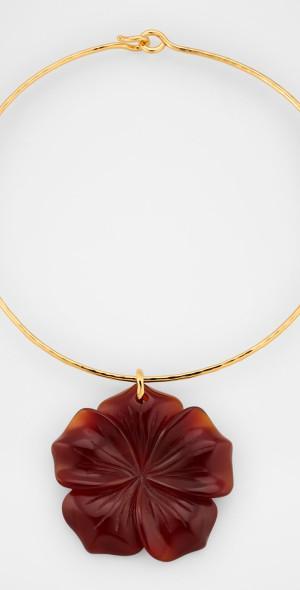 Carnelian Flower Hammered Collar Necklace Product Image