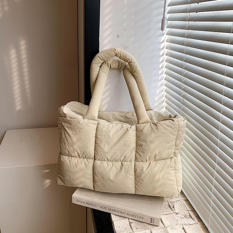 Plain Quilted Nylon Tote Bag Product Image